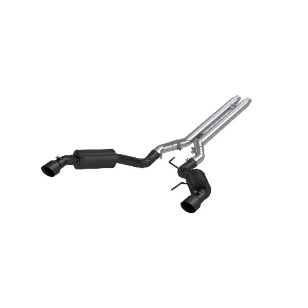 Fits 2015-2017 Ford Mustang 3_ Cat Back Dual Split Rear 4.5_ tips-Black-S7277BLK